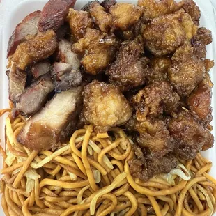 BBQ Pork, Orange Chicken, Chow Mein