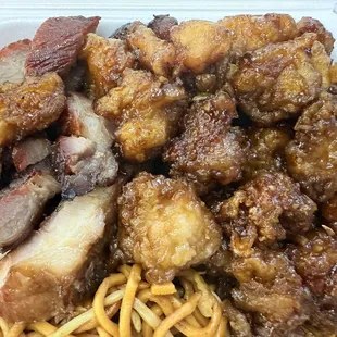 BBQ Pork, Orange Chicken, Chow Mein