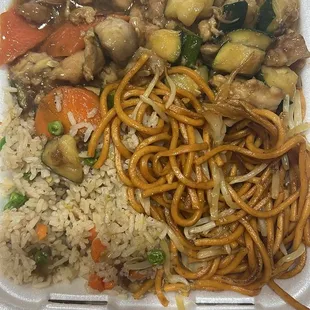 Mushroom chicken, chow mein &amp; fried rice