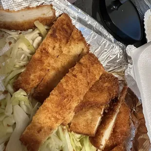 Tasteless breaded chicken
