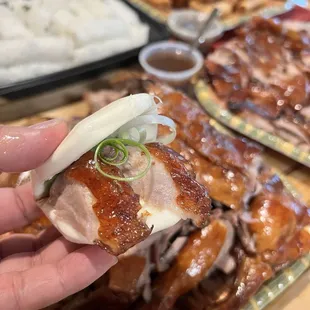 We made little baos with sliced roasted duck