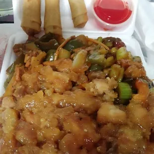 I got the #7. And 3 eggrolls. Under $10. Soooo much yumminess.