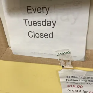 Closed every Tuesday