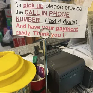 Pick up instructions