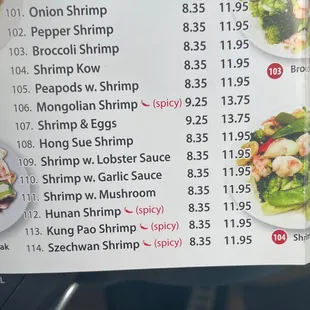 Menu Shrimp