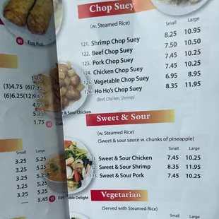 Menu Chop Suey  Sweet &amp; Sour