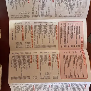 a menu on a table