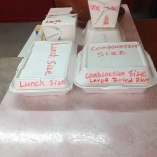 Portion sizes offered