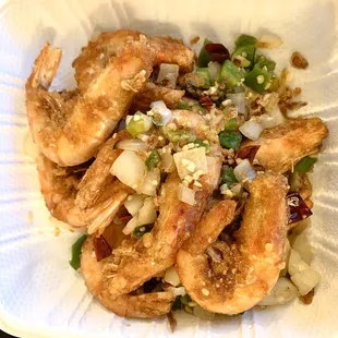 Salt and pepper prawns- large portion bad pic by me lol ~ IG: @seattle.food.diva