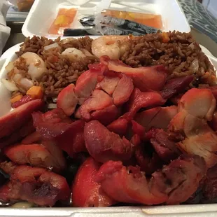 Bourbon chicken and shrimp fried rice