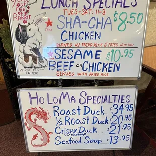 Lunch specials.