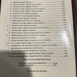 Lunch specials menu.