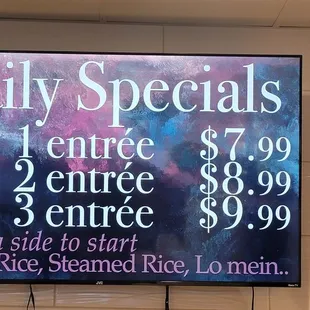 Menu specials