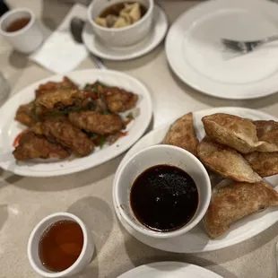 Fried dumplings, tea