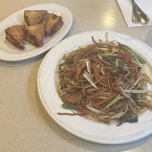 Shrimp Toast, Vegetable Lo Mein