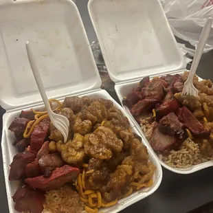 Bbq pork and orange chicken