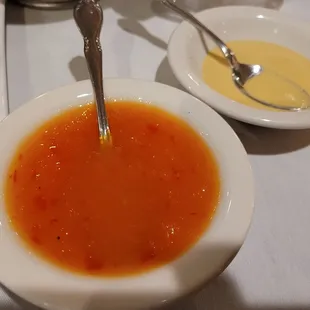 Duck sauce and hot mustard
