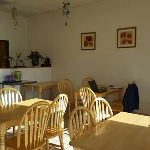 the dining room and kitchen