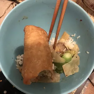 Dinner combos come with 1 Shrimp egg roll. Mostly vegetables inside - crispy and pretty tasty