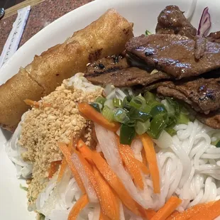 Grilled Beef &amp; Egg Roll Noodle Salad Lunch special