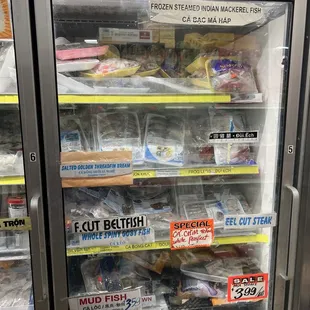 a display of frozen food