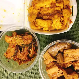 Lemon grass tofu and tofu wrapped in seaweed