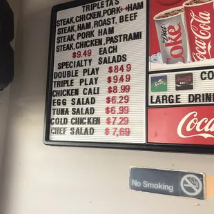The menu