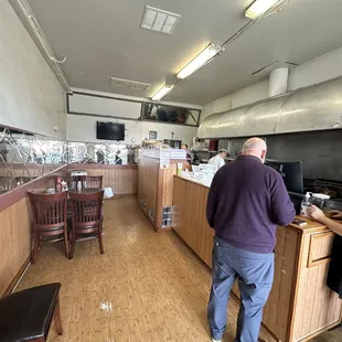 two people in a restaurant