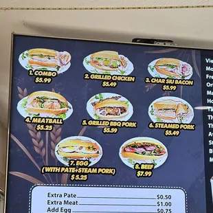 Sandwich menu only