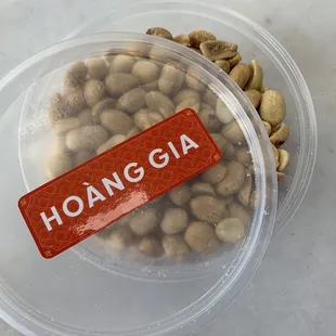a container of peanuts
