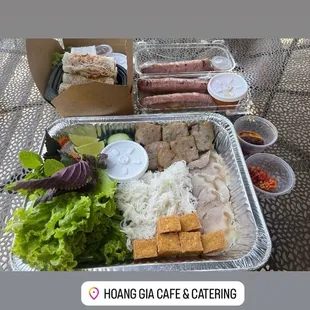 Nem Nuong Hoang Gia - Grilled Pork Rolls . Bun dau mam Tom