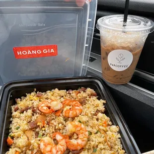 Vietnamese coffee and fried rice
