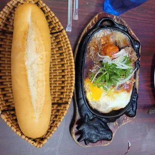 Steak pate Sui Mai egg and bread