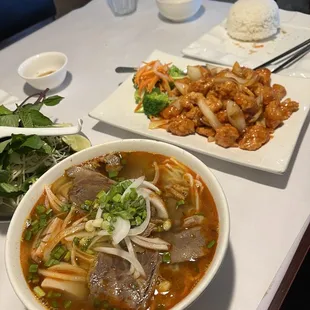 Love Vietnamese food!  100.Bun Bo Hue And Orange chicken