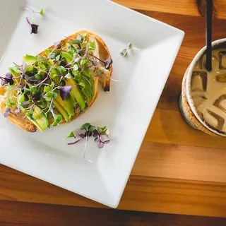 Avocado Toast with Truffle Oil and Micro Greens