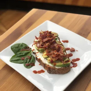 Cream Cheese, Bacon, Avocado, & Sriracha Toast