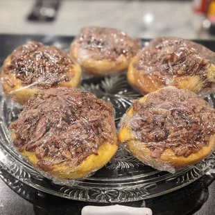 a plate of pecan rolls