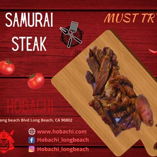 a wooden cutting board with meat on it