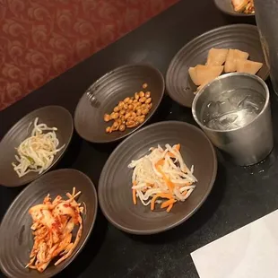 Side dishes (2 hidden behind pitcher)