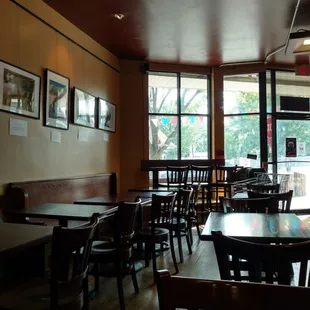 tables and chairs in a restaurant