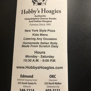 menu