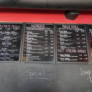 Menu board at Hobby's Hoagies, OKC