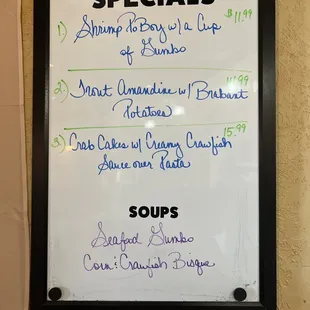 the daily specials
