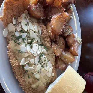 Trout almondine with bragant potatoes - the Tuesday lunch special -- fantastic