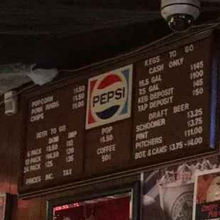 the menu and prices