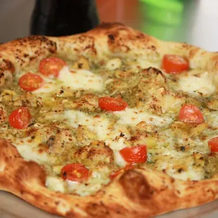 a close up of a pizza