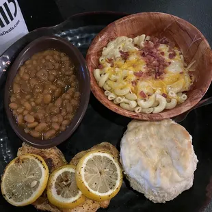Grilled chicken and sides.