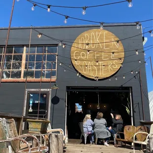 two people sitting outside