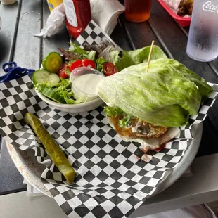 Sunrise Burger with lettuce bun