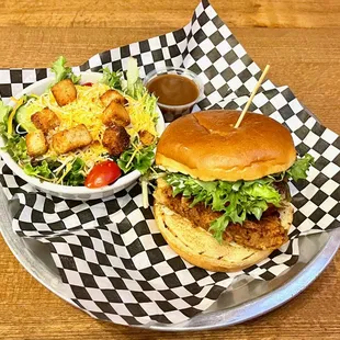 L to R: Side Salad, Fish Sandwich